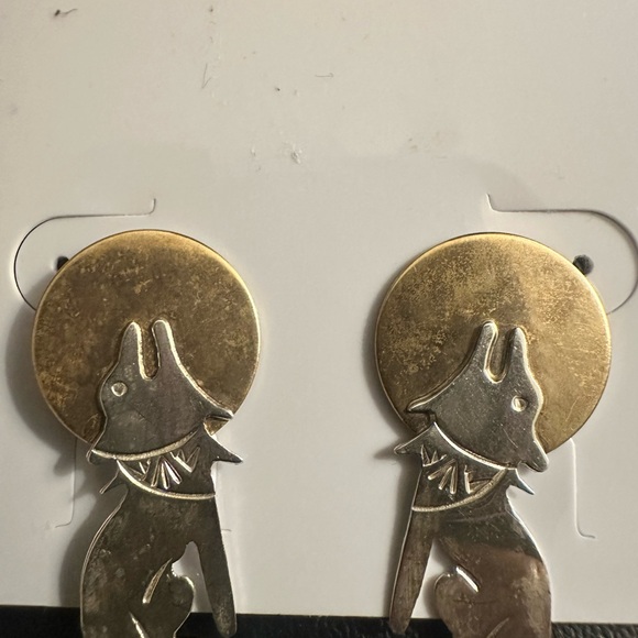 Vintage Sterling Wolf/Moon Earrings - Picture 3 of 5